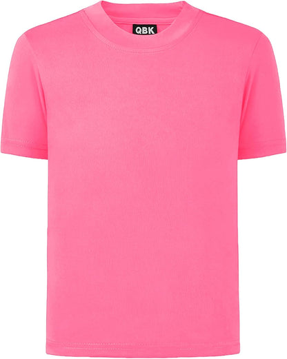 QBK 2T to Youth Neon Shirt Kids UPF 50+ Dry Fit Athletic Short Sleeve Rash Guard T Shirts for Boys
