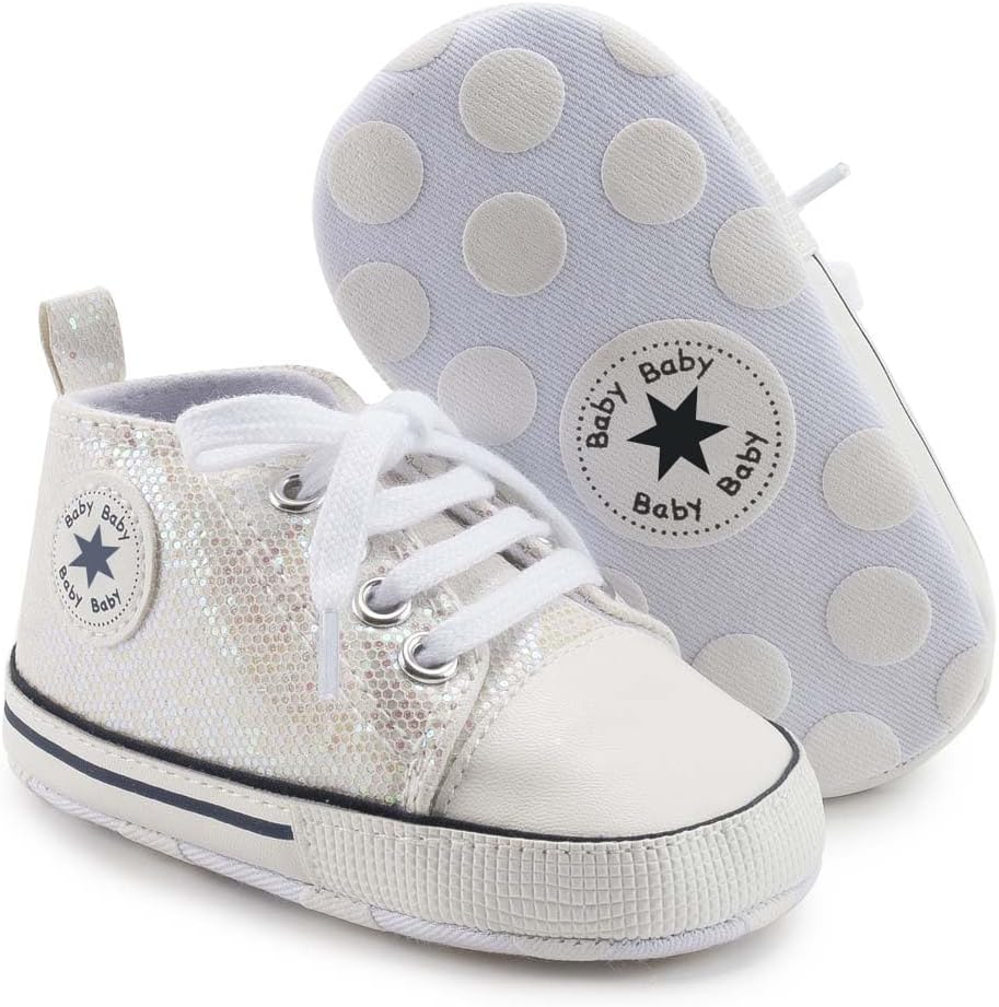 Unisex Baby Girls Boys Canvas High-top Shoes, Newborn Infant Anti-Slip Soft Sole Frist Walking