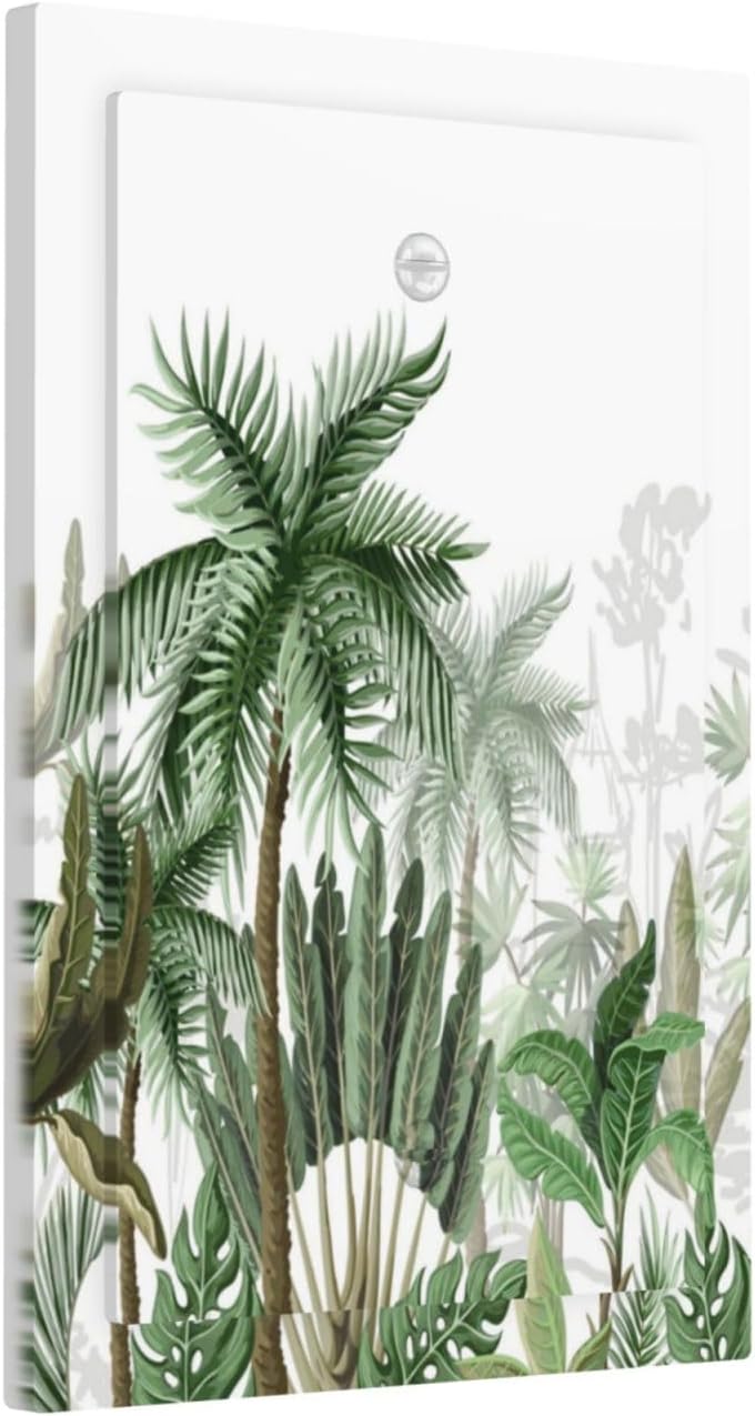 Palm Tree Banana Leaf Green Rainforest Natural Landscape Light Switch Cover Plate 1 Gang No Device