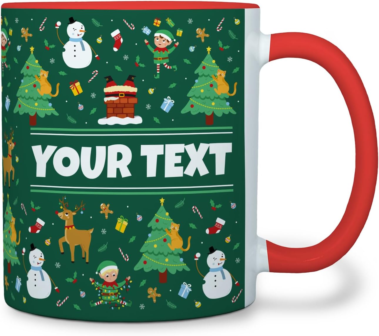 Personalized Mug for Kids - Christmas - Custom Name/Text, Ceramic Hot Chocolate/Cocoa/Coffee Cup