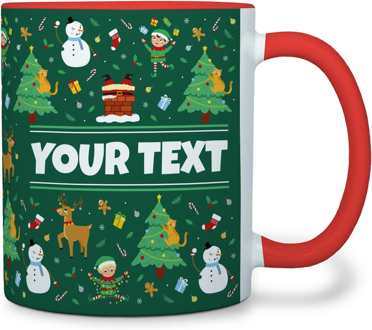 Personalized Mug for Kids - Christmas - Custom Name/Text, Ceramic Hot Chocolate/Cocoa/Coffee Cup