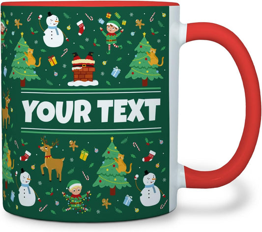 Personalized Mug for Kids - Christmas - Custom Name/Text, Ceramic Hot Chocolate/Cocoa/Coffee Cup