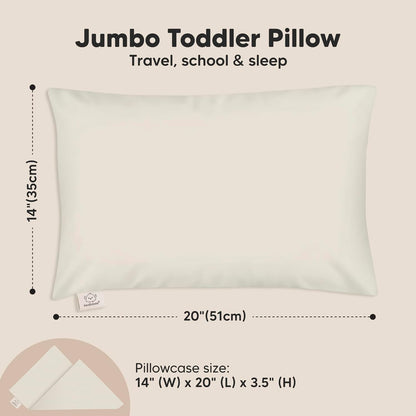 KeaBabies Toddler Pillow with Pillowcase, Jumbo 14X20 - Soft Organic Cotton Toddler Pillows for