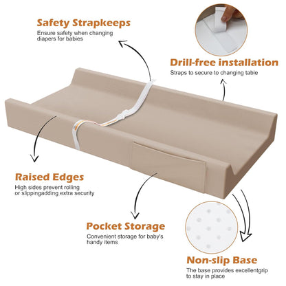 Vegan Leather Baby Changing Pad, Waterproof & Wipeable Soft Diaper Changing Mat 32“ x 16.6"