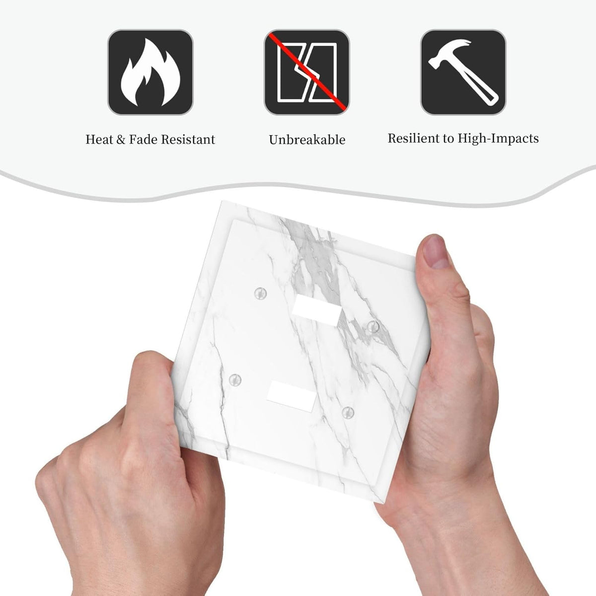 Decorative Switch Plates Modern White Gray Marble 2 Gang Double Toggle Outlet Light Switch Cover