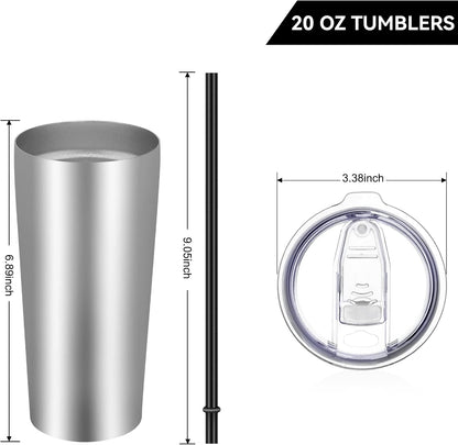VEGOND 20oz Tumbler Bulk with Lid and Straw 12 Pack, Stainless Steel Vacuum Insulated Tumbler
