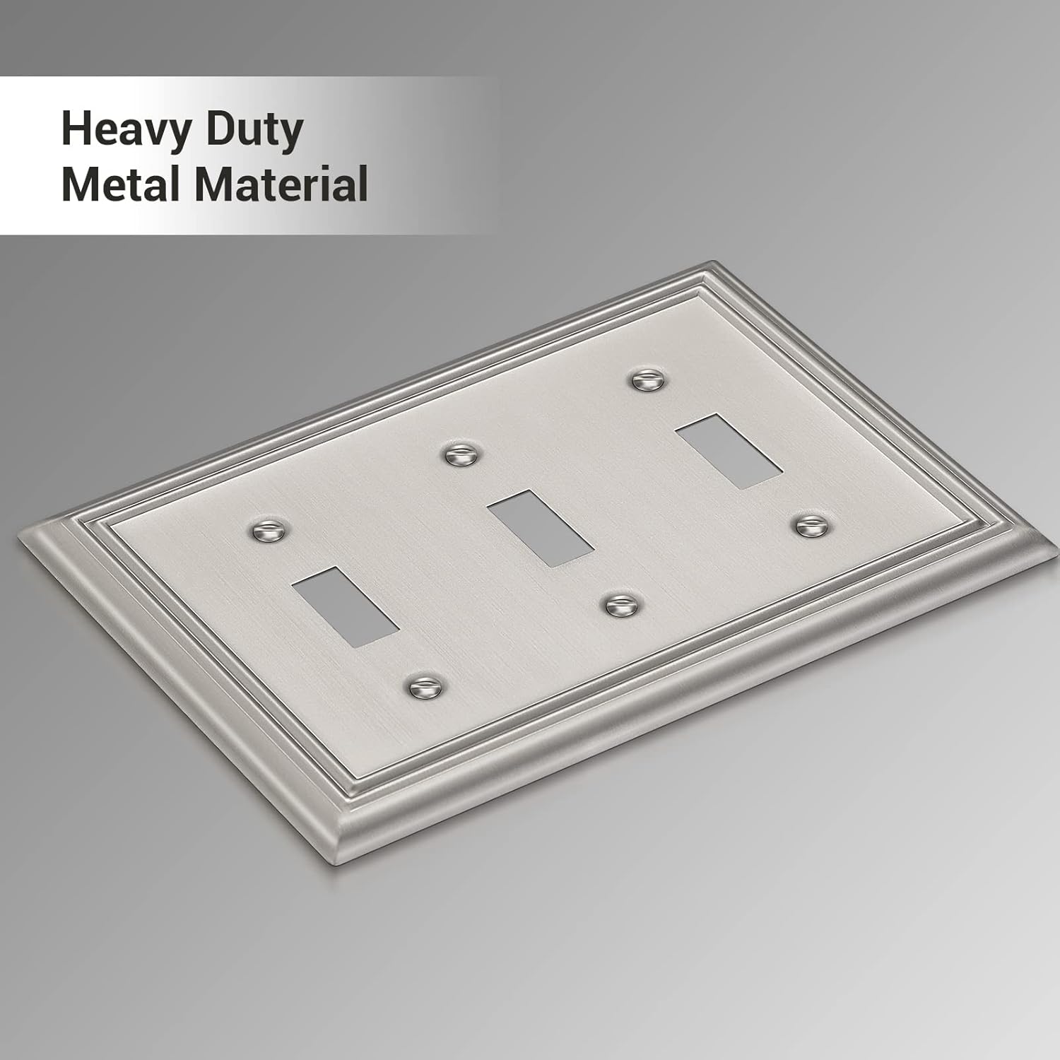 DEWENWILS Tripple Toggle Wallplates, Brushed Nickel Light Switch Covers, Heavy Duty Matel Material