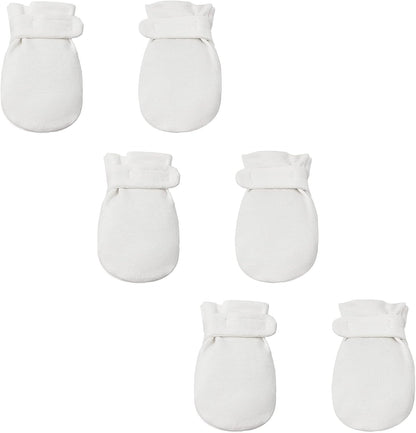 Newborn Baby No Scratch Mittens Stay On, 100% Cotton Breathable, Adjustable Infant Gloves for Baby