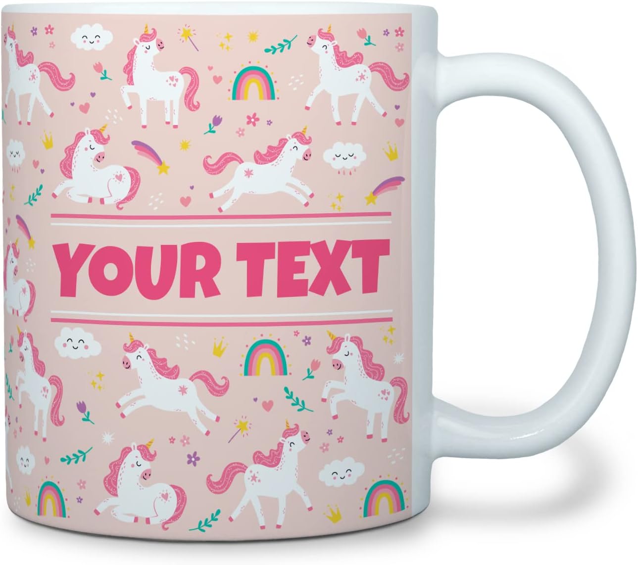 Personalized Mug for Kids - Pink Unicorn - Custom Name/Text, Ceramic Hot Chocolate/Cocoa/Coffee Cup