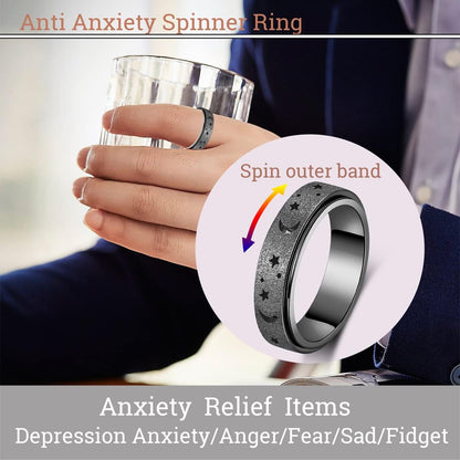 Anxiety Ring for Women Men, Titanium Stainless Steel Spinner Ring, 5 Colors, 6MM, Size 6-10, 3