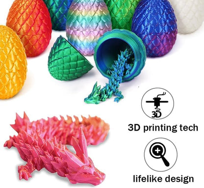 Cessfle 3D Printed Dragon in Egg, Crystal Dragon Eggs with Dragon Inside, Full Articulated Dragon