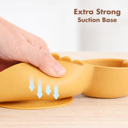ROCCED Suction Plates for Baby, Silicone Plates with Suction Divided, Baby Spoon Fork Set for