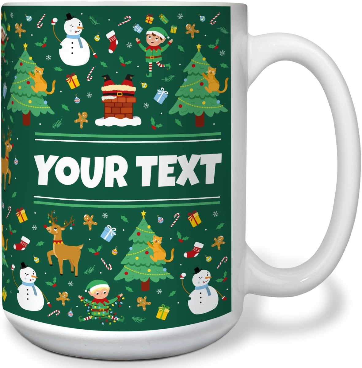 Personalized Mug for Kids - Christmas - Custom Name/Text, Ceramic Hot Chocolate/Cocoa/Coffee Cup
