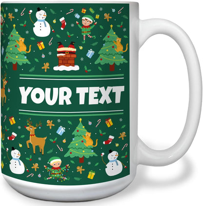 Personalized Mug for Kids - Christmas - Custom Name/Text, Ceramic Hot Chocolate/Cocoa/Coffee Cup