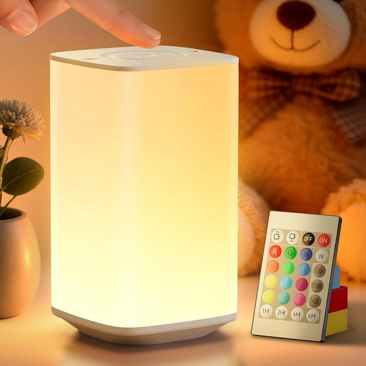 Nursery Night Light for Baby, Portable Night Lamp with LED Stepless Dimming & 256 RGB Colors for