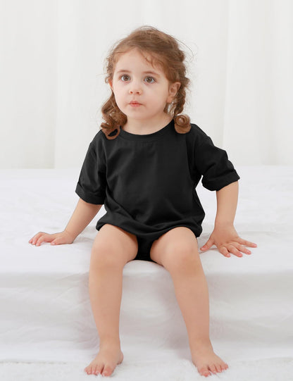 Jimonda Baby Bubble Romper Boy Girl Solid Color T-Shirt Outfits Short Sleeve Bodysuit Organic