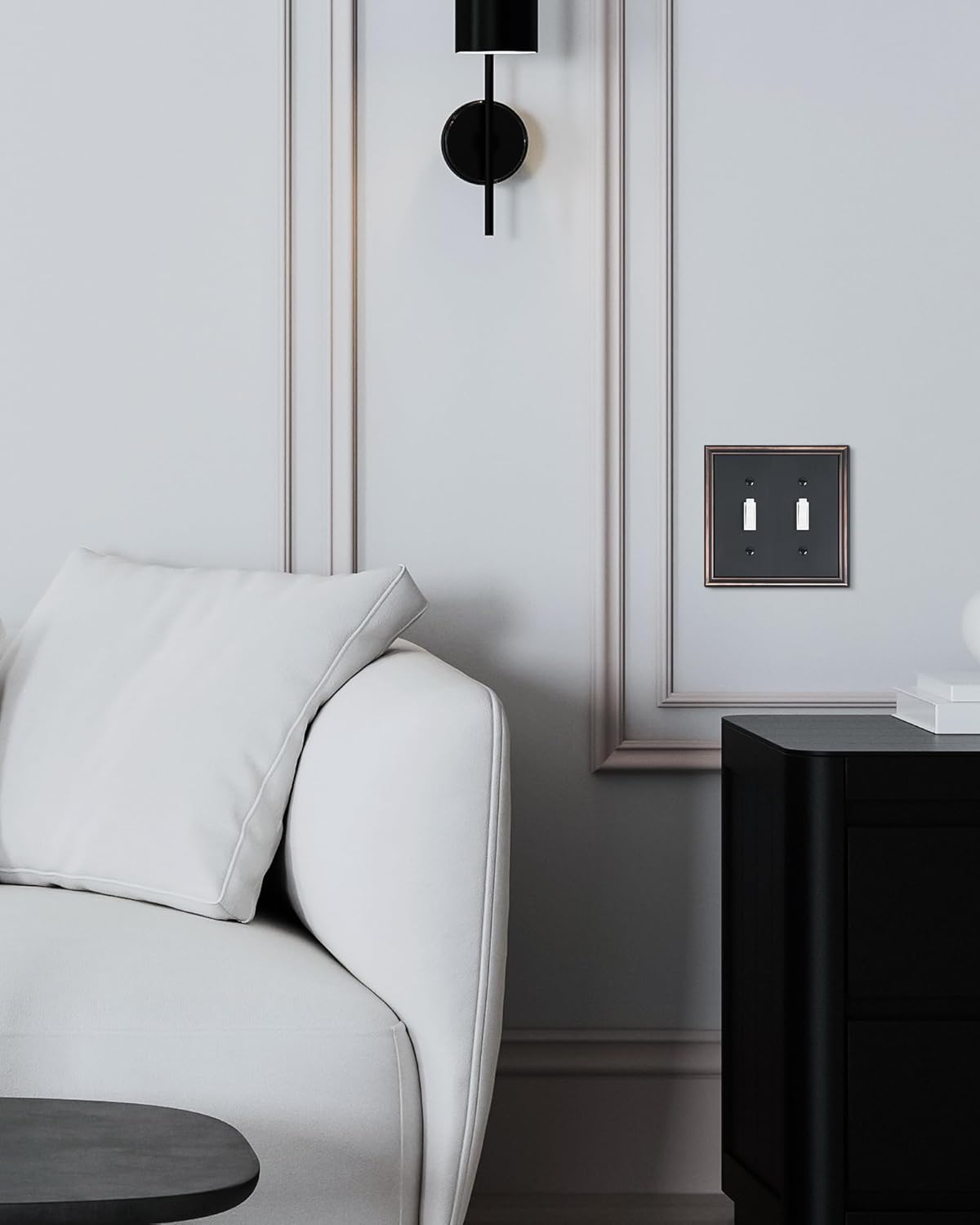 2-Pack Double Toggle Light Switch Cover Plate, Durable Solid Zinc Alloy Decorative Dual Switch
