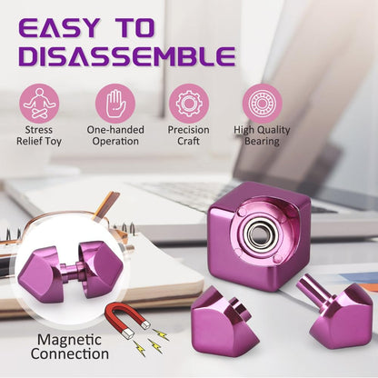 Fidget Spinner Cube Toys for Kids Adults, Metal EDC Sensory Focus 2 in 1 Toy, Mini Gadget Fingears
