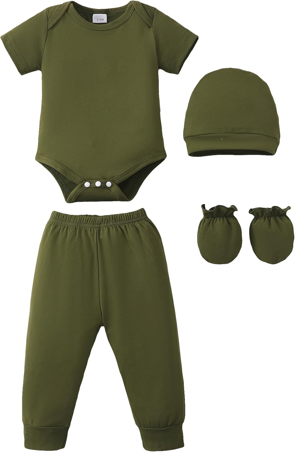 NZRVAWS Newborn Baby Boy Girl Clothes Unisex Infant Romper Pants Set Hat 4-Pack Outfits 0-12 Months