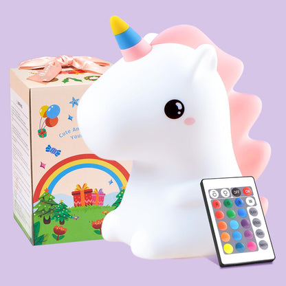 ONEFIRE Unicorn Night Light for Kids,【Cute Gifts&Remote】 16 Colors Cute Night Light,5 Lightness &