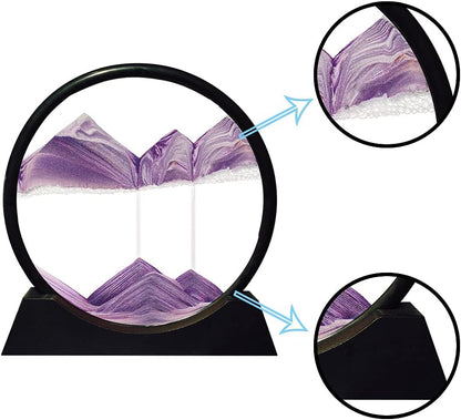 Aoderun Moving Sand Art Picture Round Glass 3D Deep Sea Sandscape in Motion Display Flowing Sand