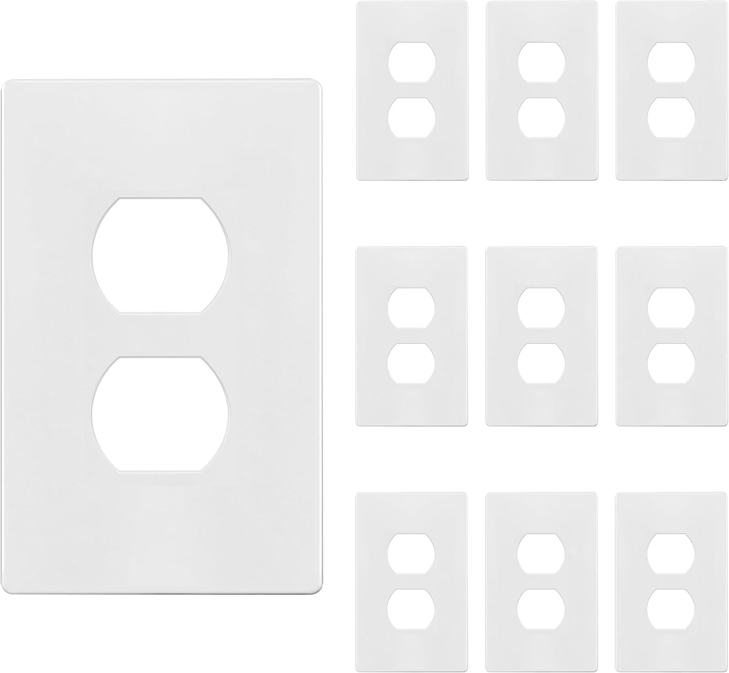 TG Mid-Size Screwless Duplex Wall Plate, Child Safe Receptacle Outlet Cover, Medium Size 1-Gang