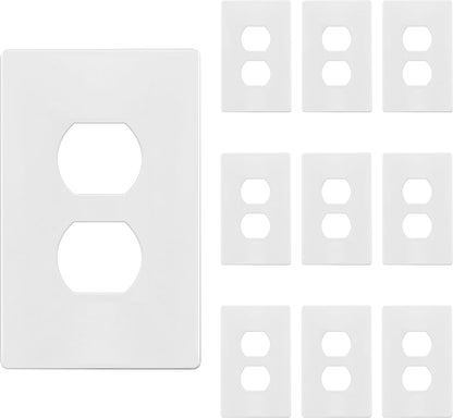 TG Mid-Size Screwless Duplex Wall Plate, Child Safe Receptacle Outlet Cover, Medium Size 1-Gang