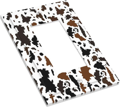 Decorative Outlet Covers Rustic Cowhide Highland Cow Milk Cow 1 Gang Single Rocker Light Switch
