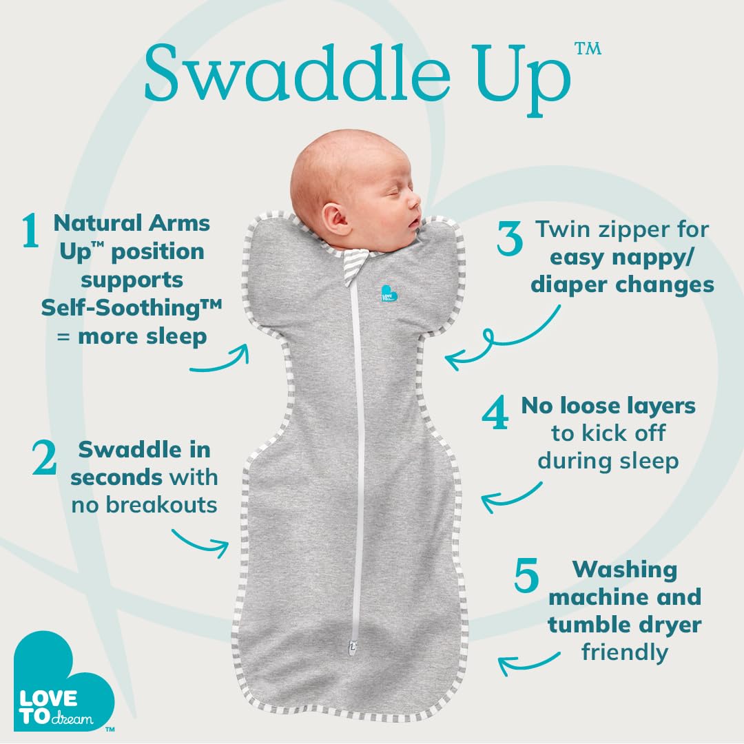 Love to Dream Swaddle UP, Baby Sleep Sack, Self-Soothing Swaddles for Newborns, Get Longer Sleep