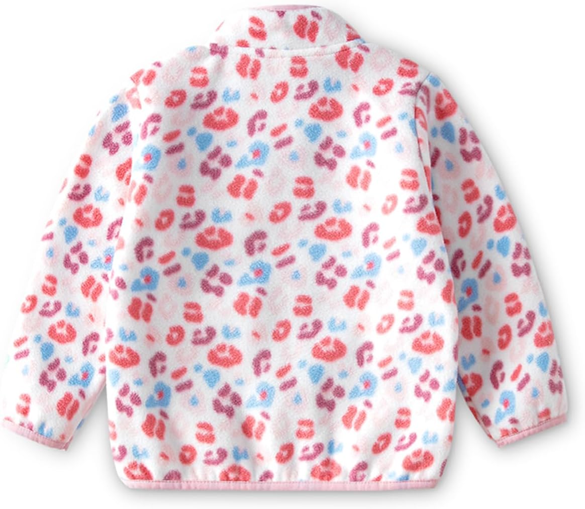 Kids Printed Polar Fleece Jacket Toddler Baby Boys Girls Autumn Winter Warm Sherpa Lining Outerwear