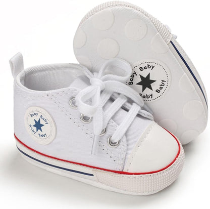 Unisex Baby Girls Boys Canvas High-top Shoes, Newborn Infant Anti-Slip Soft Sole Frist Walking