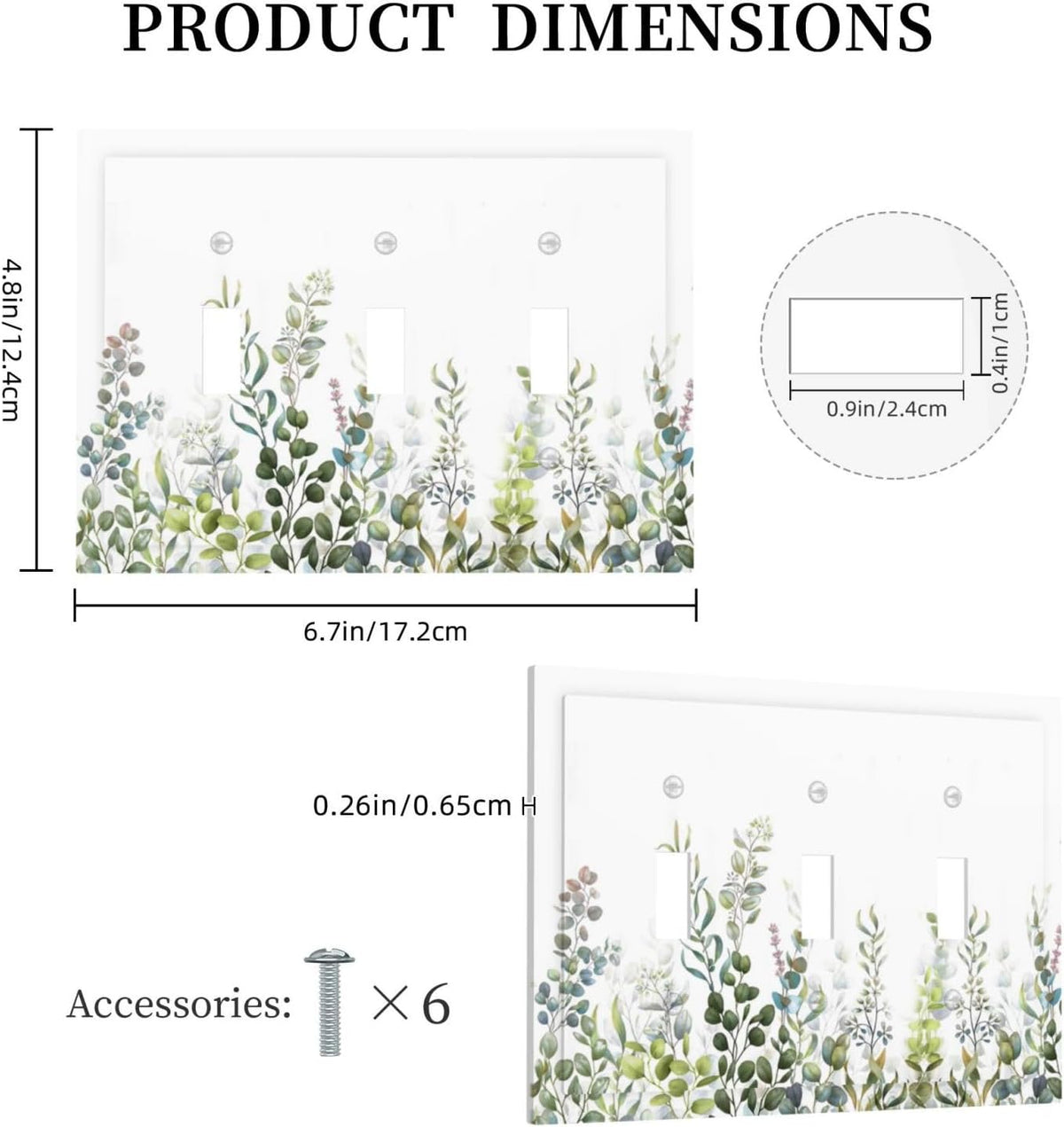 Green Eucalyptus Leaf Plant Herbs Springnature Decorative Switch Plates 3 Gang Wall Plate Triple