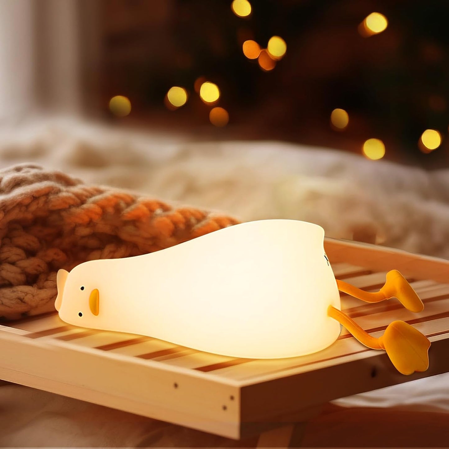 Squishy Night Light, Lying Flat Duck Night Light, Travel Nightlight, 3 Level Dimmable Nursery