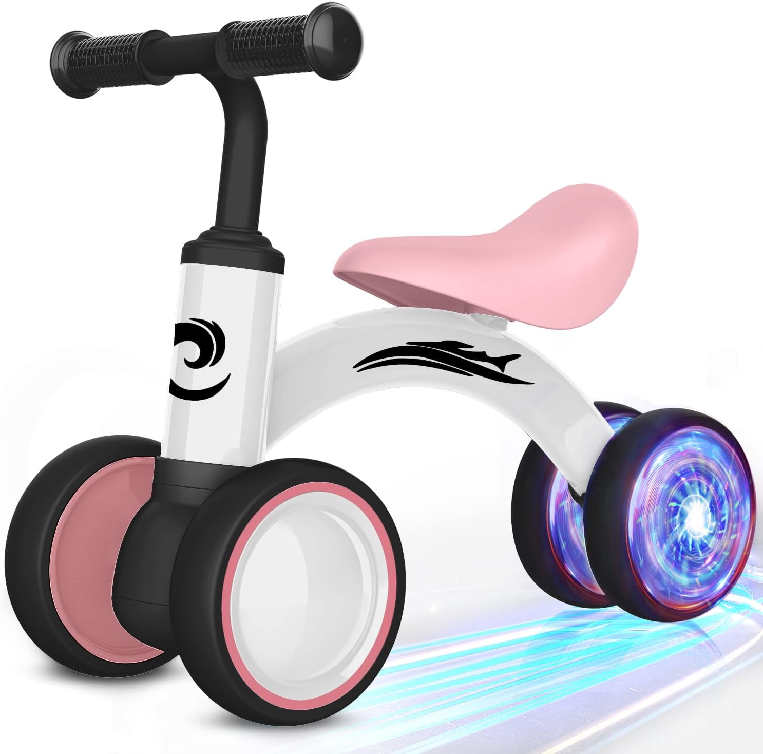 Colorful Lighting Baby Balance Bike Toys for 1 Year Old Girl Gifts, 10-36 Month Toddler Balance