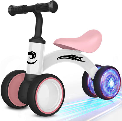 Colorful Lighting Baby Balance Bike Toys for 1 Year Old Girl Gifts, 10-36 Month Toddler Balance