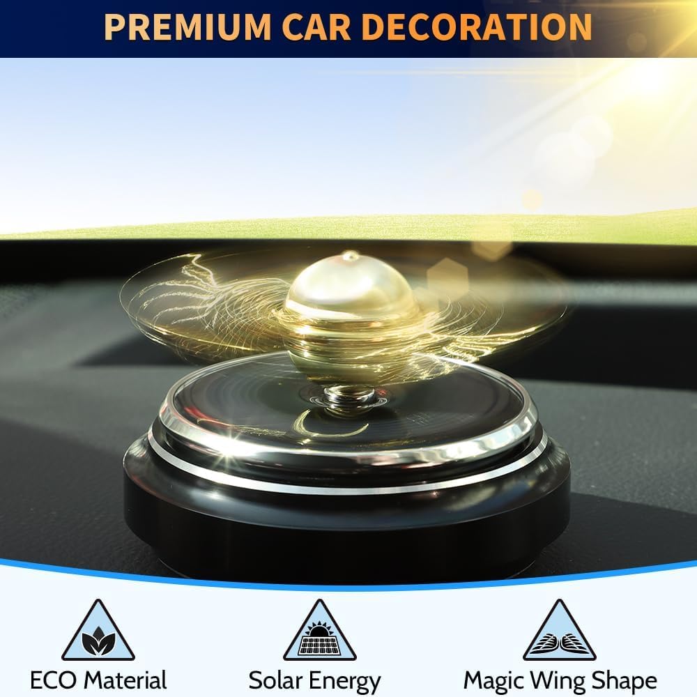 Car Air Freshener, Car Solar Energy Golden Fidget Spinner Toy with Swinging Wings for Car Interior