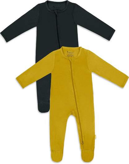 Jimonda Bamboo Baby Pajamas,Unisex Boys Girls One-Piece Footies,Long Sleeve Sleepers 2-Way Zip