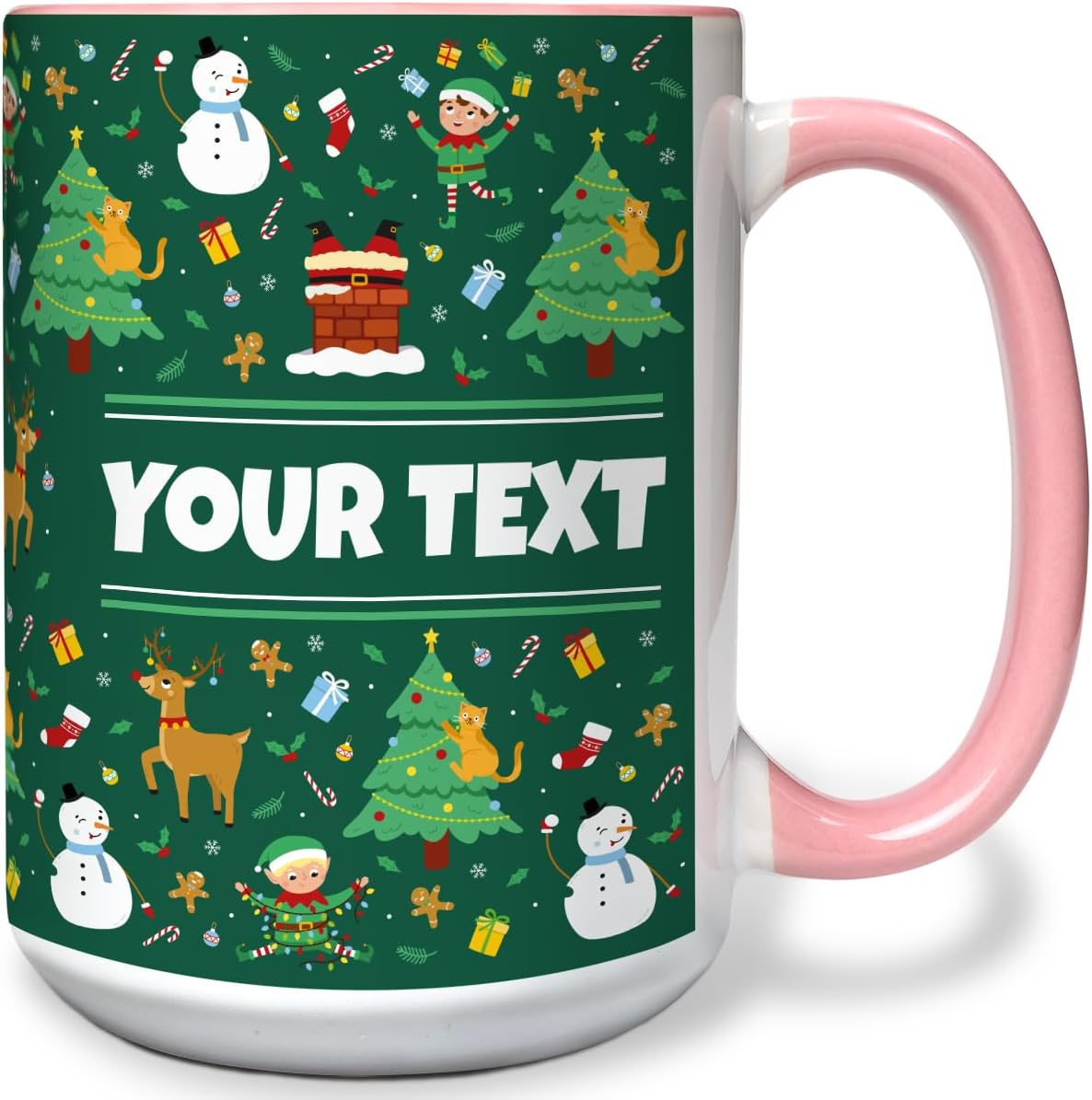 Personalized Mug for Kids - Christmas - Custom Name/Text, Ceramic Hot Chocolate/Cocoa/Coffee Cup