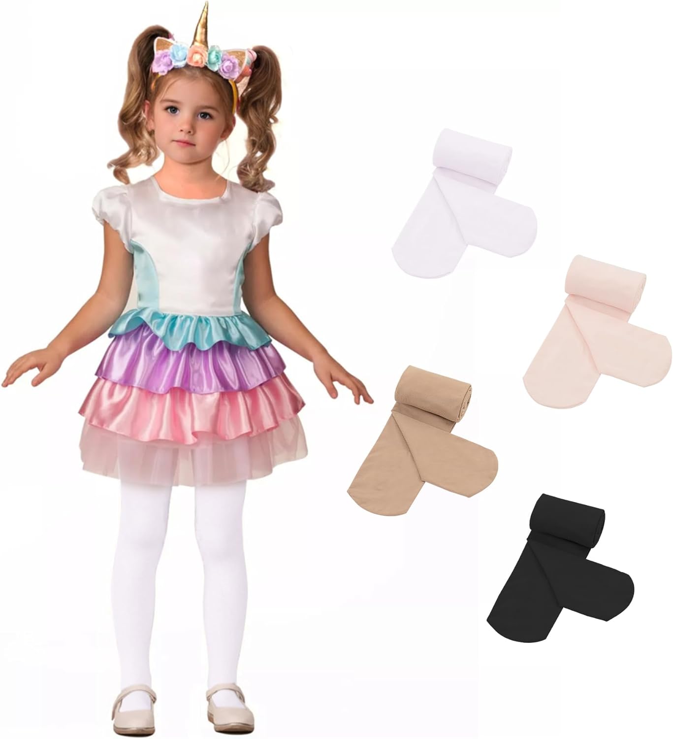 Zando 4 Pairs Tights for Girls Ultra Soft Velvet Dance Tights for Girls Ballet Gymnastics School
