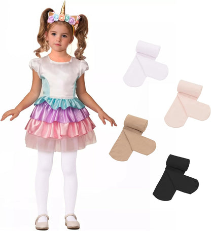 Zando 4 Pairs Tights for Girls Ultra Soft Velvet Dance Tights for Girls Ballet Gymnastics School