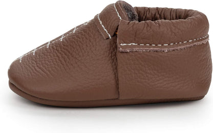 BirdRock Baby Fringeless Moccasins - Genuine Leather Boys and Girls Shoes for Newborns, Infants