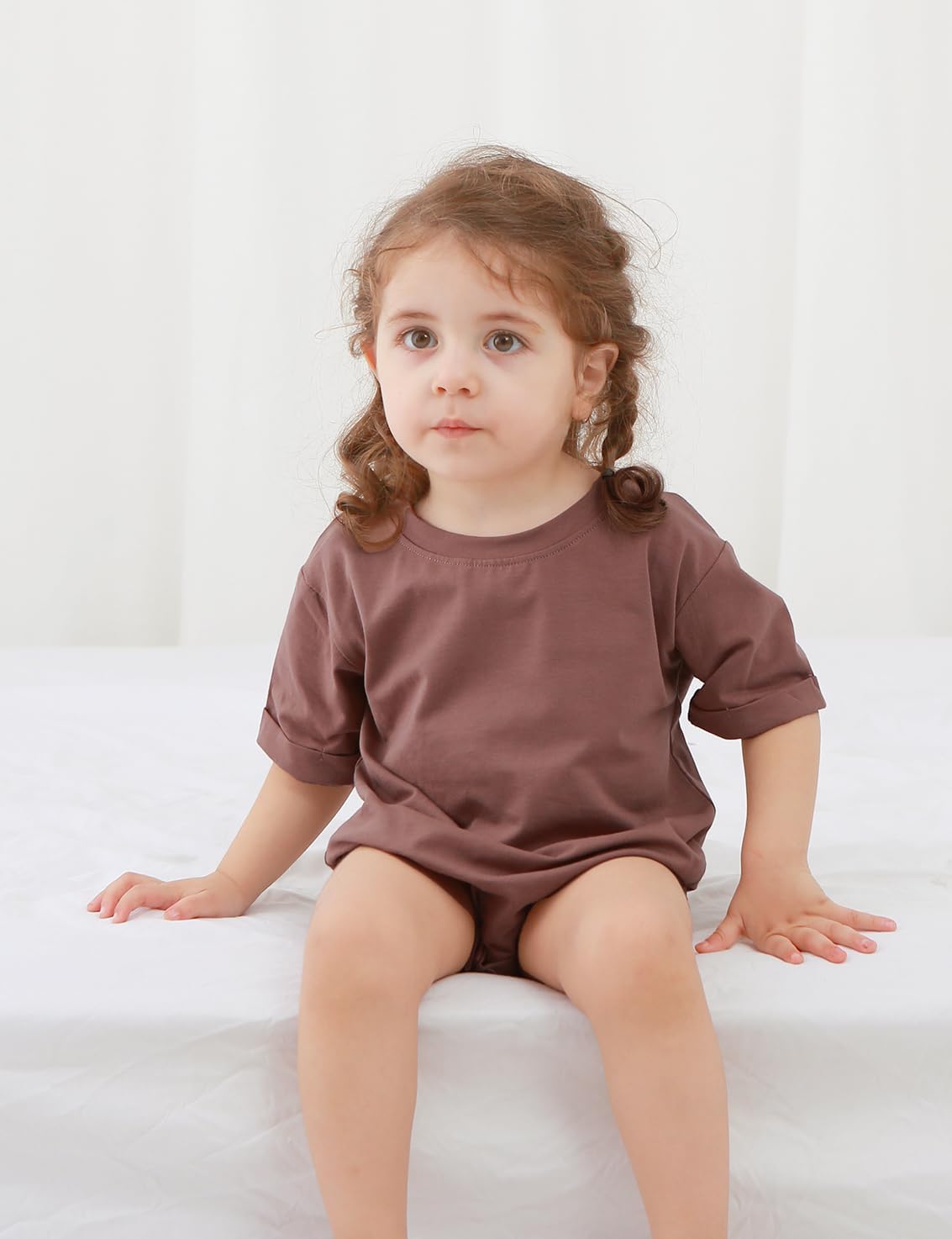 Jimonda Baby Bubble Romper Boy Girl Solid Color T-Shirt Outfits Short Sleeve Bodysuit Organic