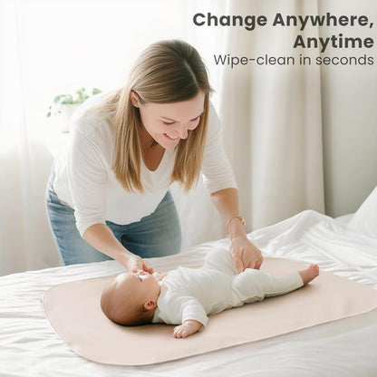 Konssy 2 Pack Faux Leather Baby Changing Mat 30"x17", Foldable and Wipeable Portable Changing Pad