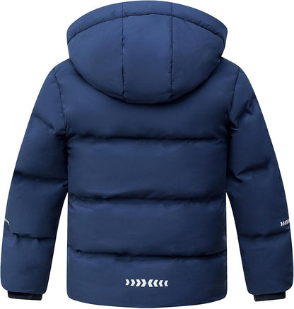 Kids Boy's Winter Coat Fleece Lined Waterproof Jacket Puffy Cotton Coat Thick Hooded Down Outdoor
