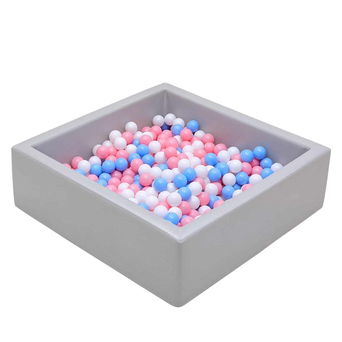 Leather Foam Ball Pit for Toddlers: Waterproof Baby Ball Pit with Soft Memory Foam - Large