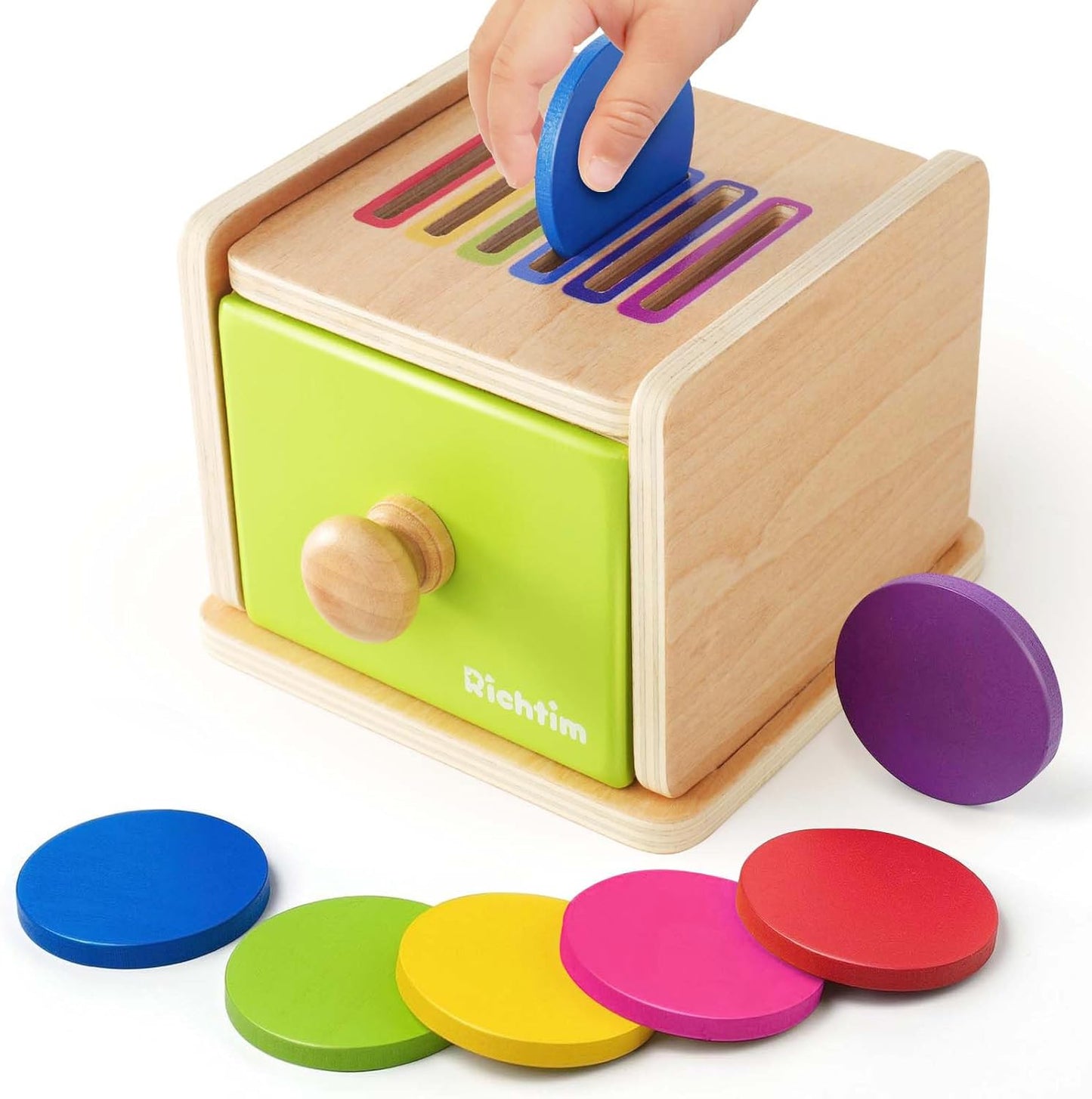 Montessori Toys for 1-3 Year Old: Color Sorting Wooden Drawer Box Toy for Toddlers, Object