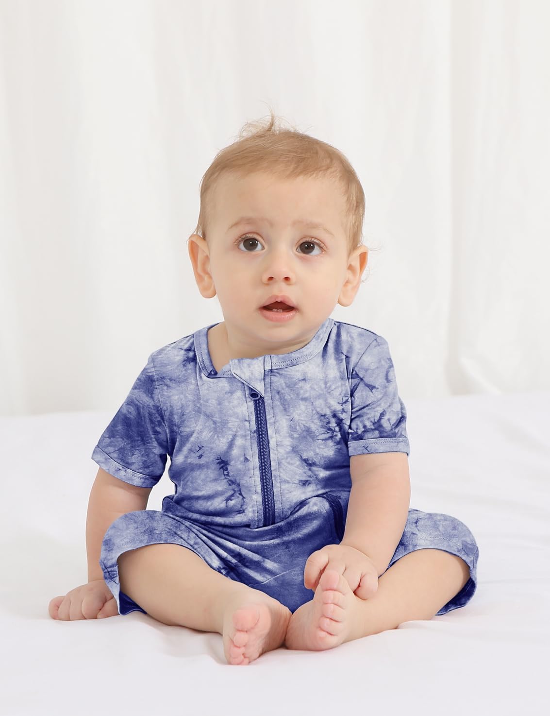 Jimonda Baby Girl Boys Rayon From Bamboo Pajamas 3 Pack Short Sleeve Footless Romper 2 Way Zipper