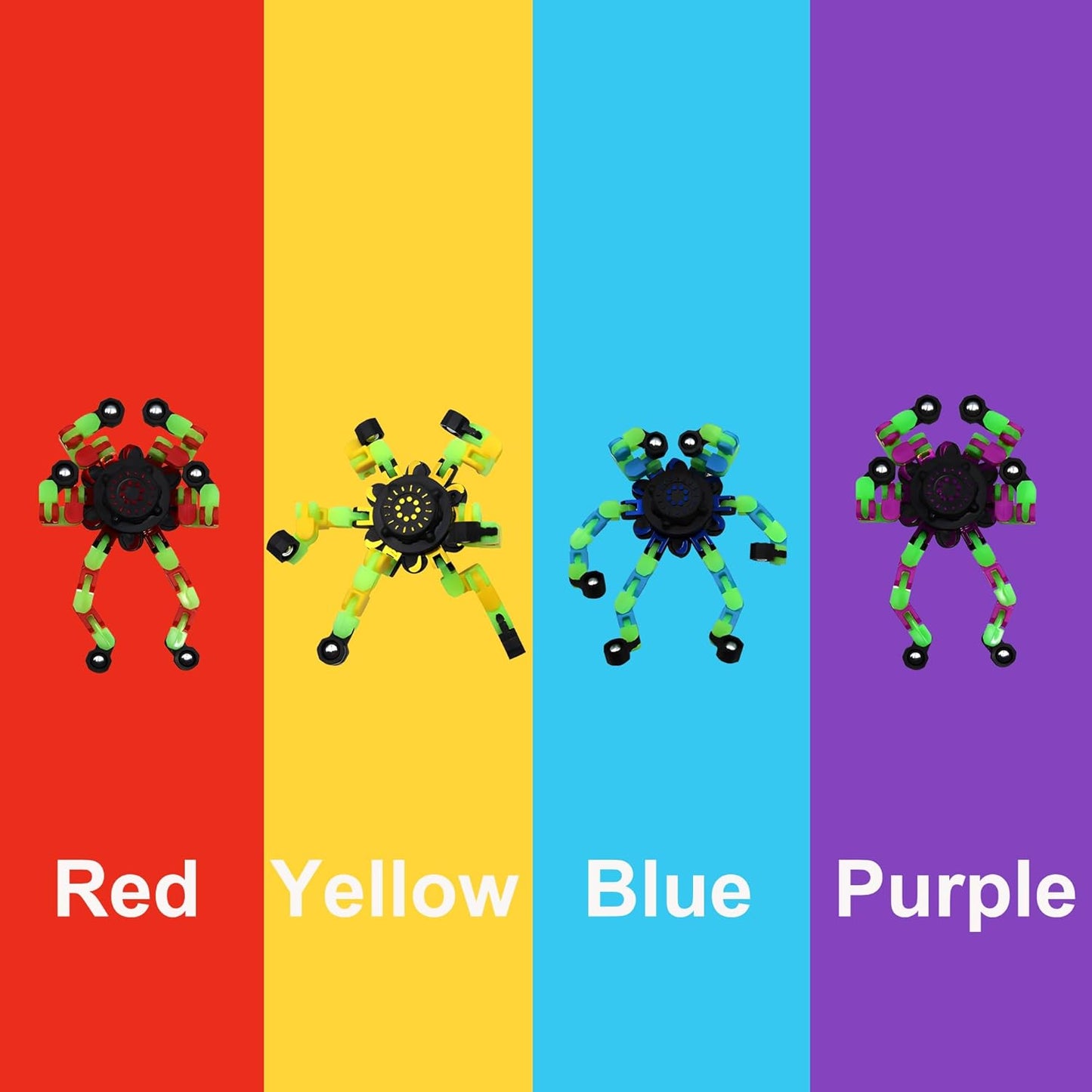 Fidget Spinners, DIY Transformable Chain Robot Finger Spinner, Glow in The Dark Deformable Creative