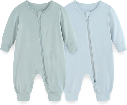 Unisex Rayon Made from Bamboo Zipper Baby Boy Girl Rompers 2 Pcak Long Sleeve Infants Jumpsuits New
