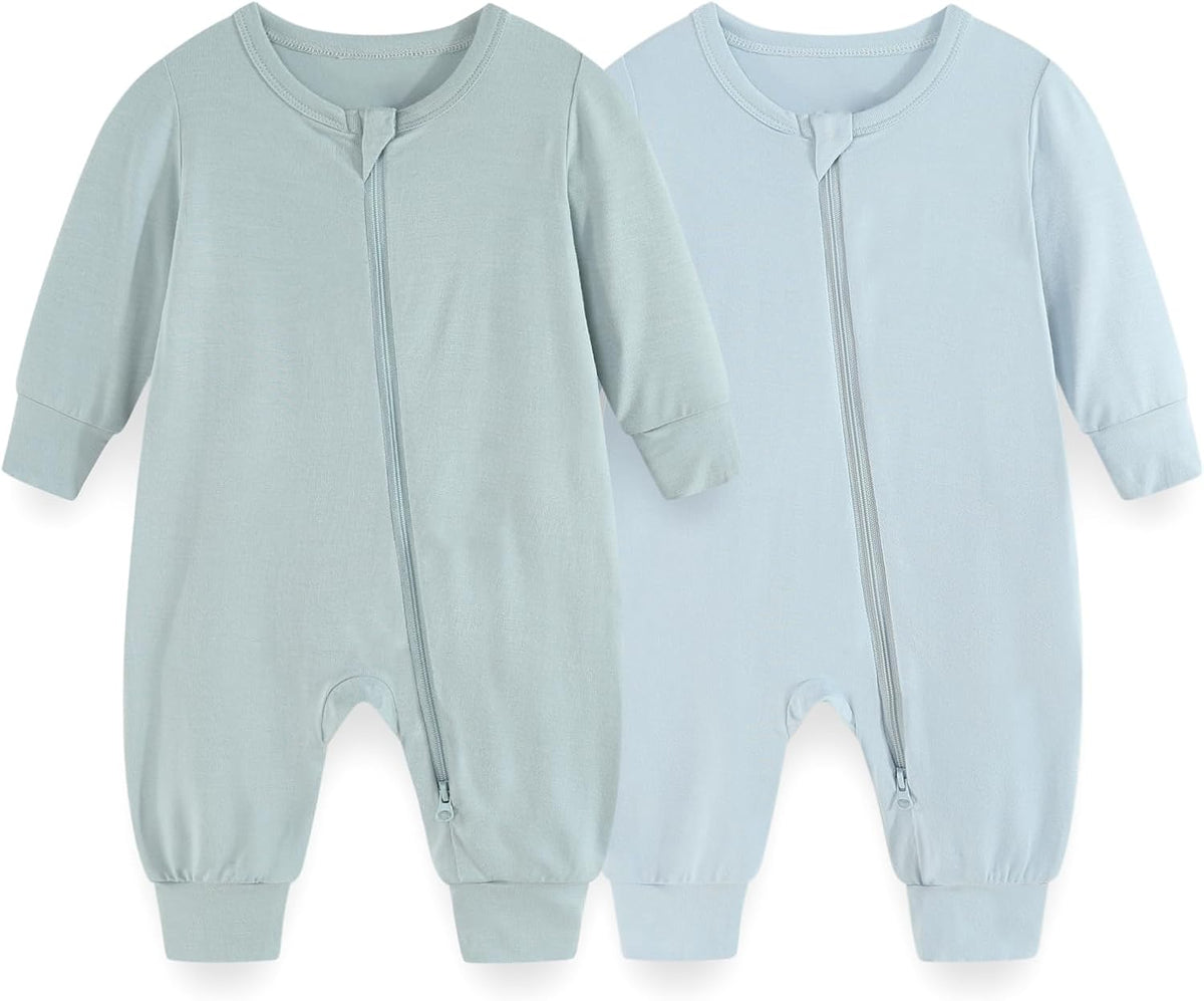 Unisex Rayon Made from Bamboo Zipper Baby Boy Girl Rompers 2 Pcak Long Sleeve Infants Jumpsuits New